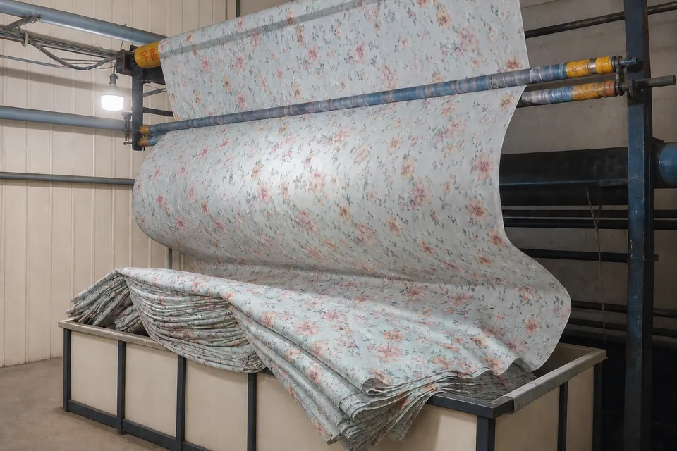 Printed fabric production process at Yuxin Textile factory